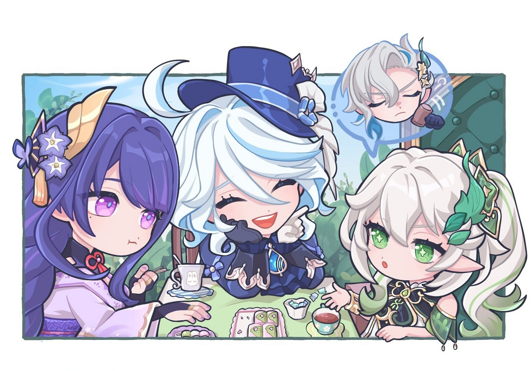 这一家三口[考的全会]"去野餐能不能带上我呀"胡桃说#原神