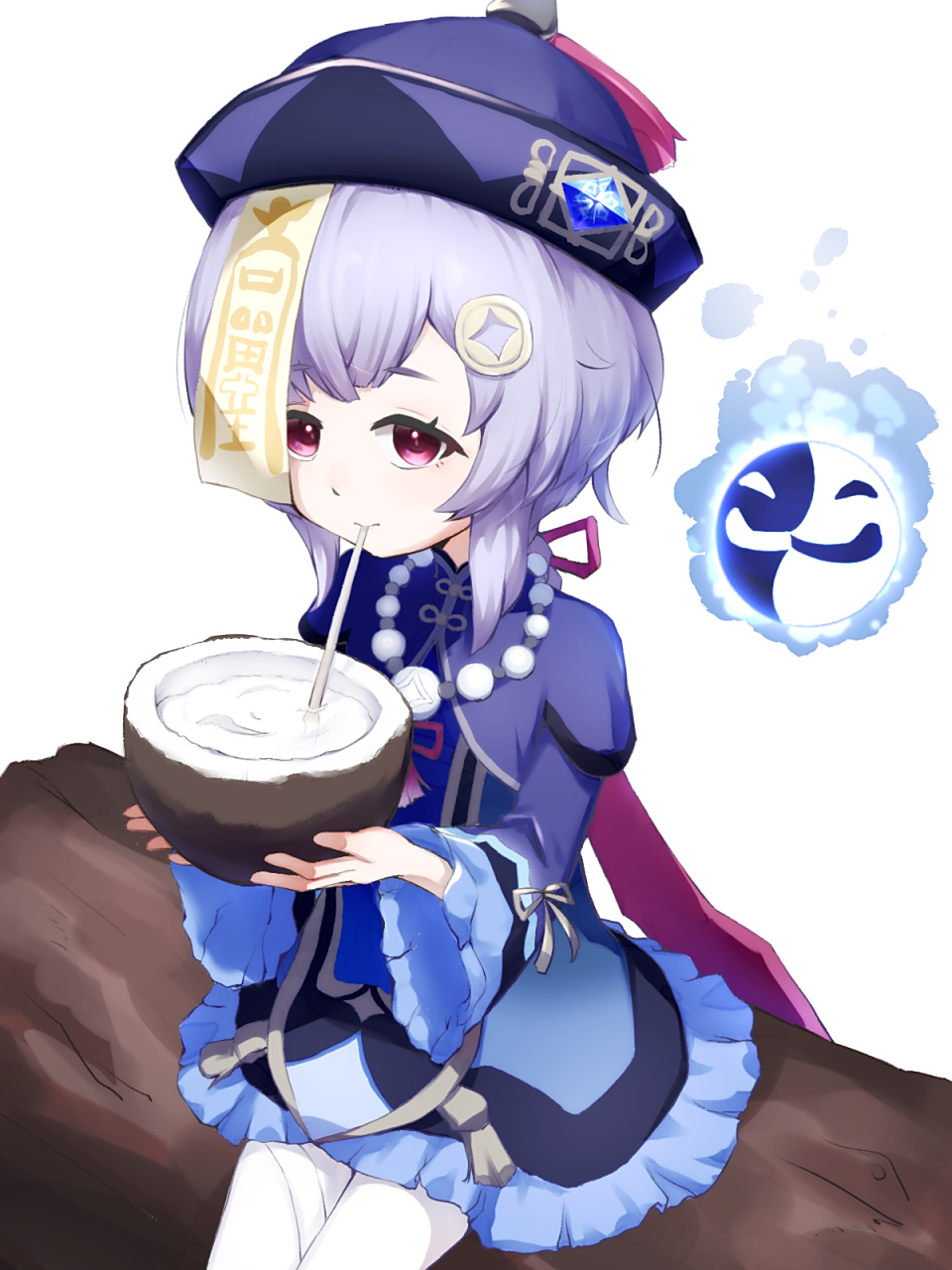 七七:"咕咚咕咚～吧唧吧唧…真好喝!"椰羊:"咩咩咩～"#原神