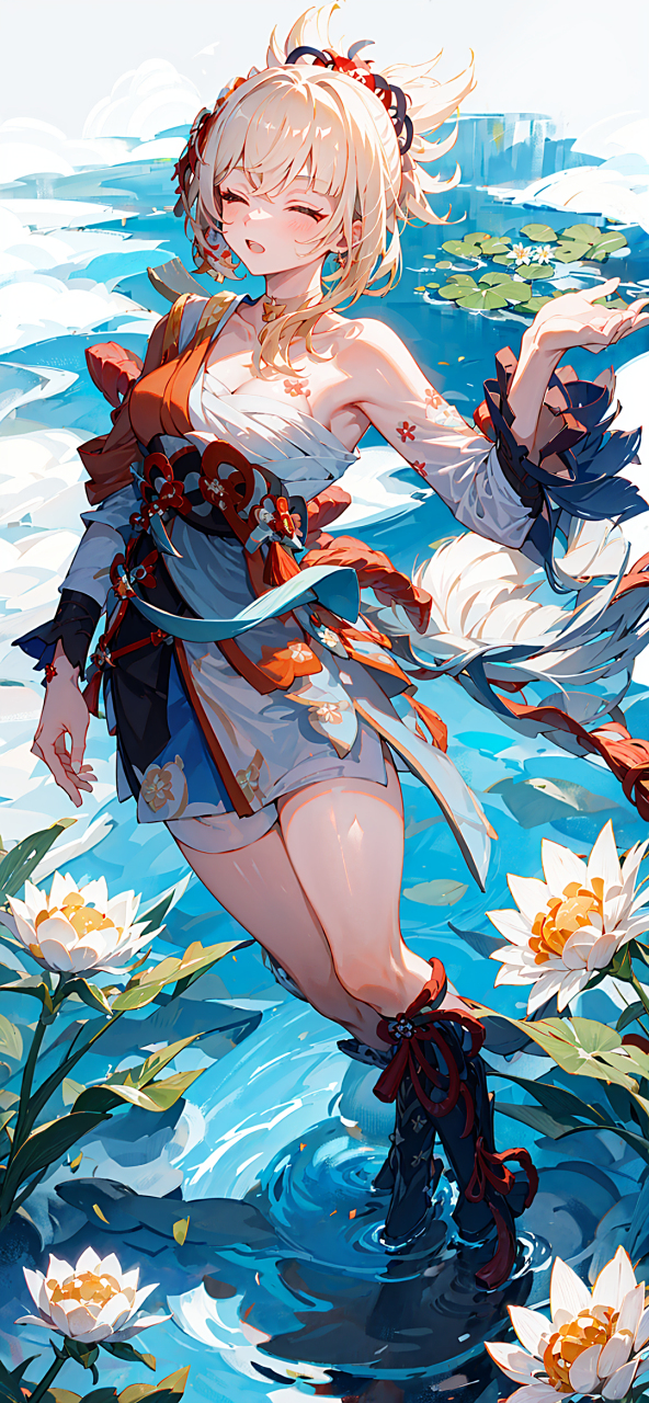 宵宫:"我踏波而来,踏波而去～嘻嘻"#原神#