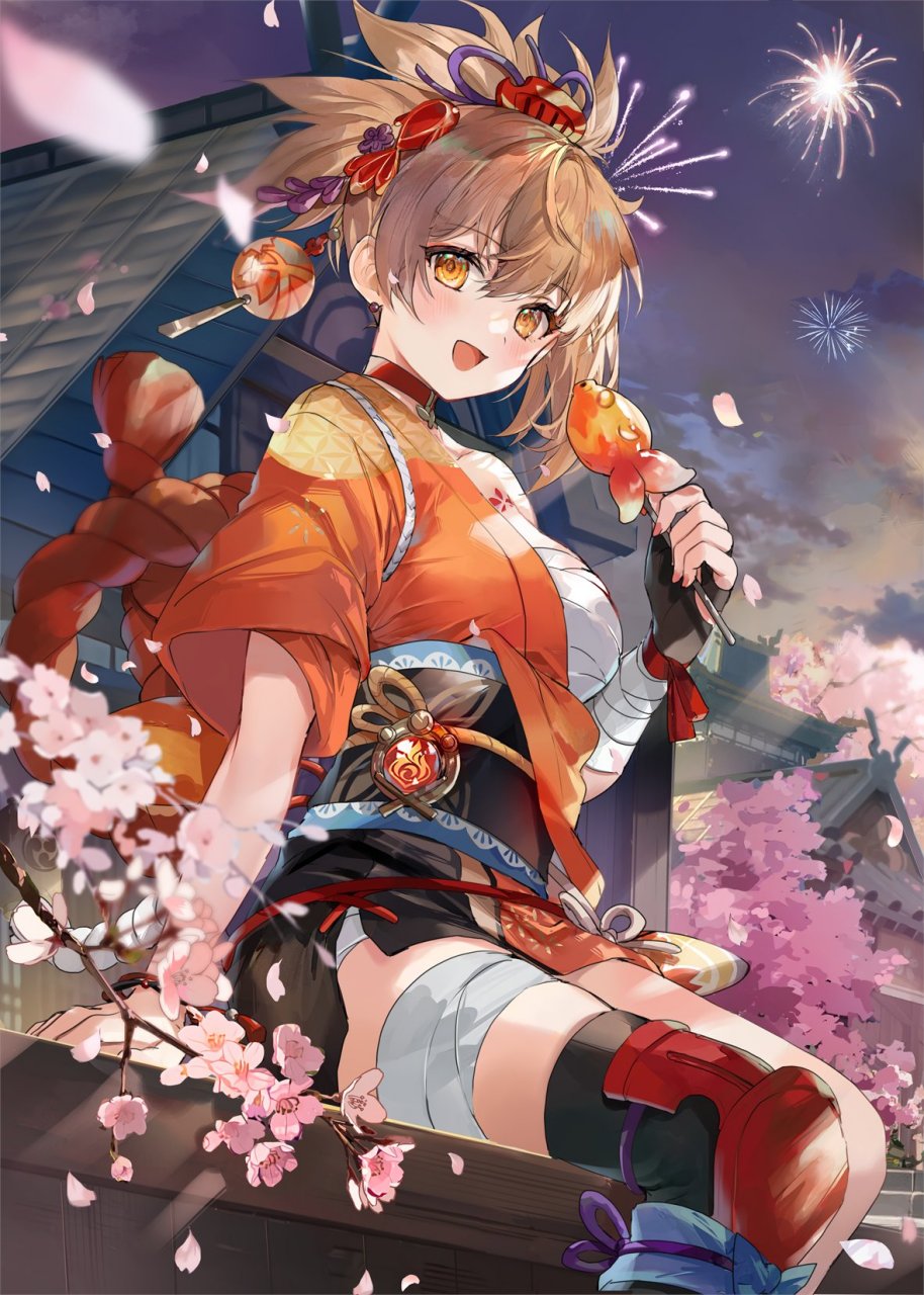 宵宫吃鱼了哟,没办法,没人给我买冰糖葫芦,只能将就了呗,不过你要是可