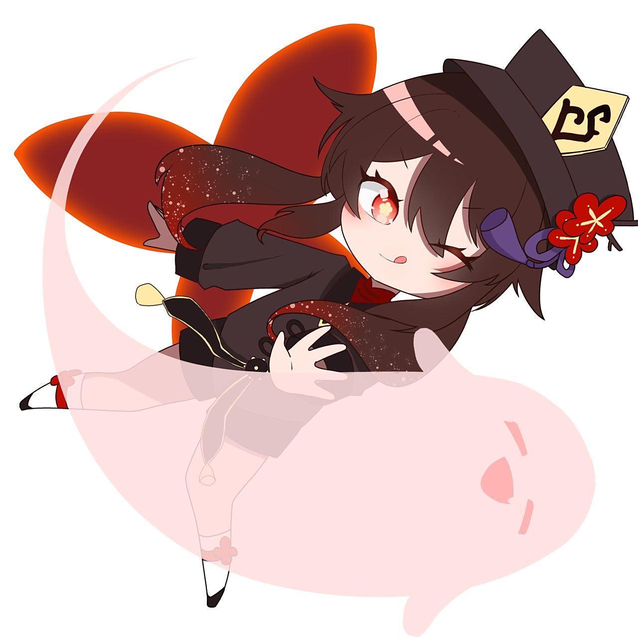 q版的胡桃:"太可爱了吧!"#原神#  来自画师小麦