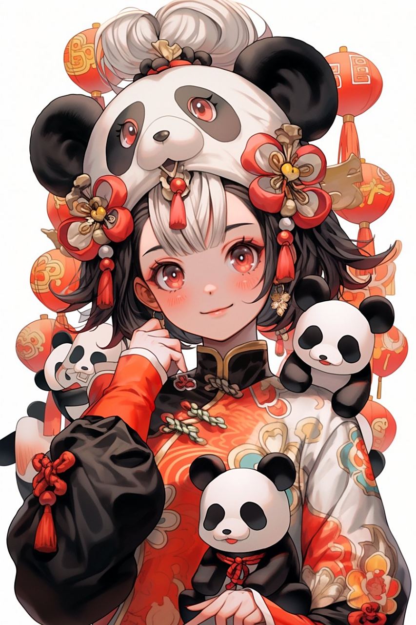 超级可爱的好不好,旗袍配国宝,最合适不过啦! #二次元# #动漫