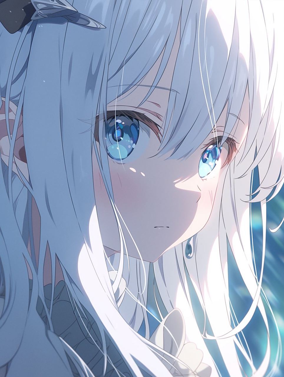 的眼睛是蓝色的,可惜,见不了你火红色的心,只有冷冰冰的声音 #二次元