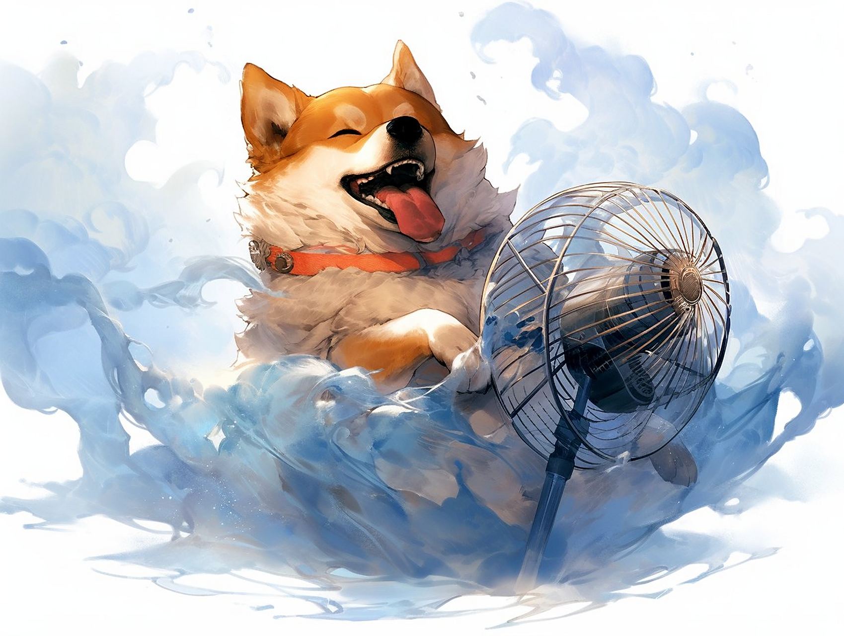 唔…热死了,吹风扇的二哈,哈哈,天气炎热,看来在二次元的动漫公主,不