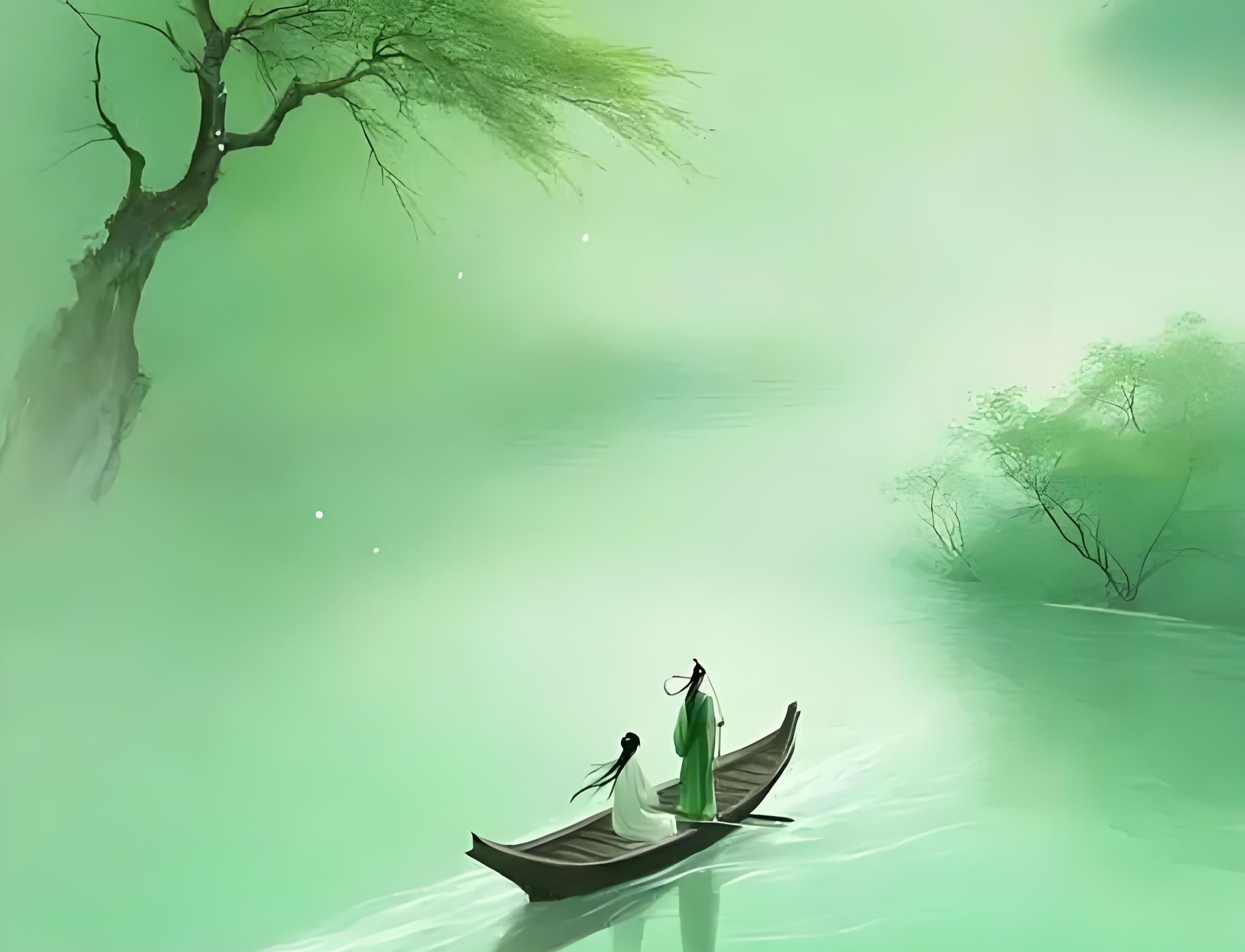 林寒烟卿细雨归舟