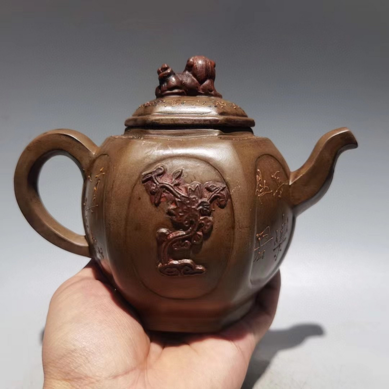 发一把清代乾隆年壶艺大师陈鸣远六方壶,古朴,大方,自然,逼真