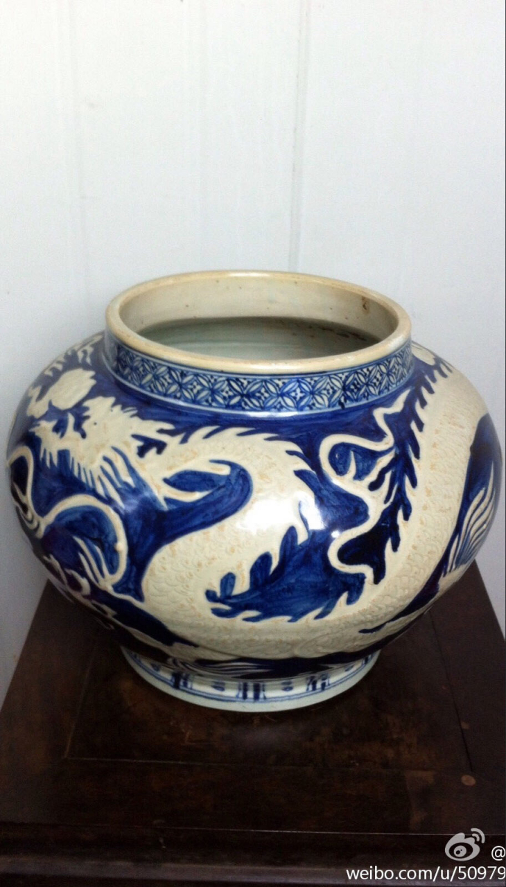 宋代青花留白定窑碗!元代青花留白龙纹罐,元代霁蓝白龙纹罐!