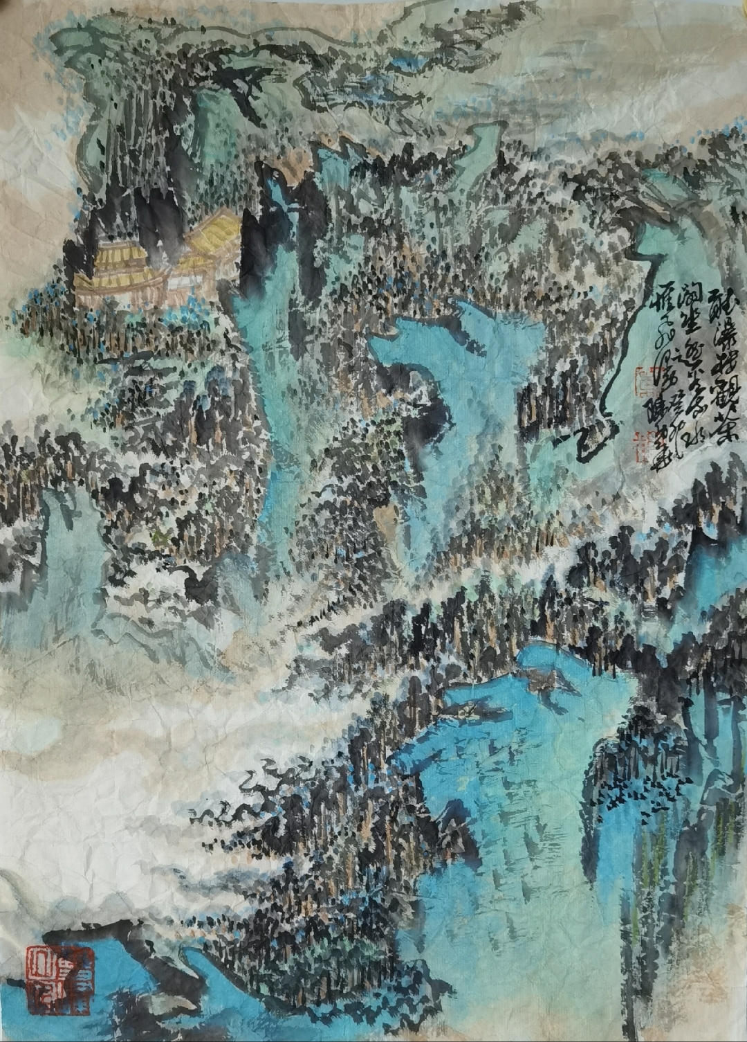 陈幼华诗意山水画选——山水之恋  遥观这幅山水画卷,如梦如幻,恍若置