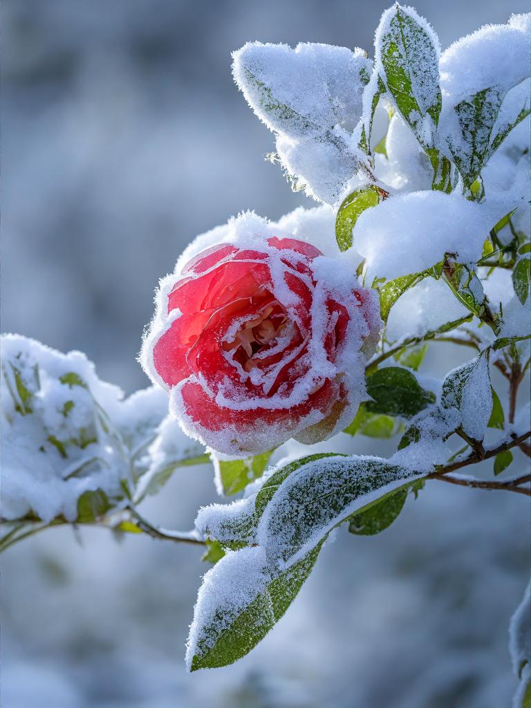 花朵也被冰雪覆盖