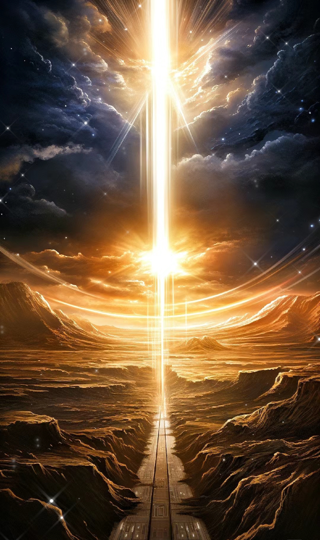 梦幻光芒,云朵间的彩虹秘密  在这张图中,我被那从中心向四周扩散的