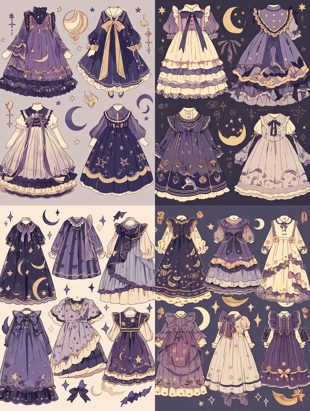 紫色系星空裙裙设计图,这真的是一件超级梦幻的裙子!