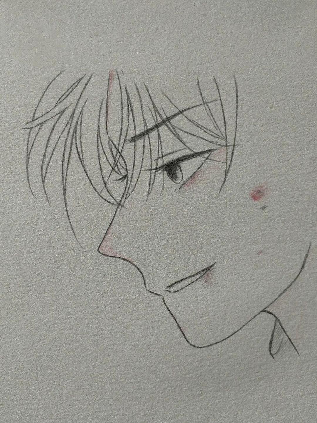男生侧脸画画教学