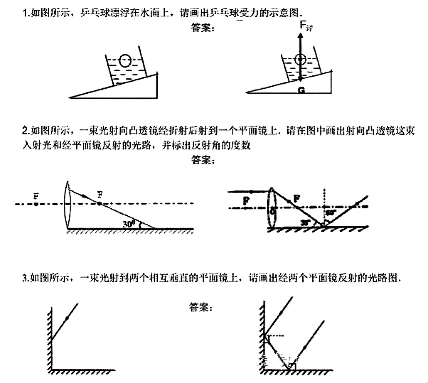关于初中物理作图题！力学+电学，带示例的信息