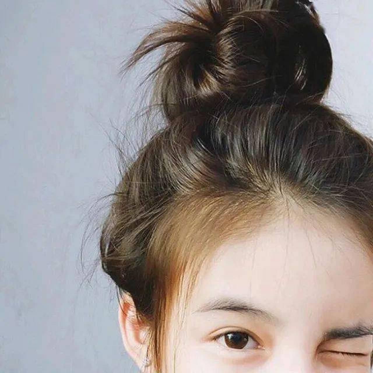 清纯可爱的漂亮好看的丸子头女生女孩头像