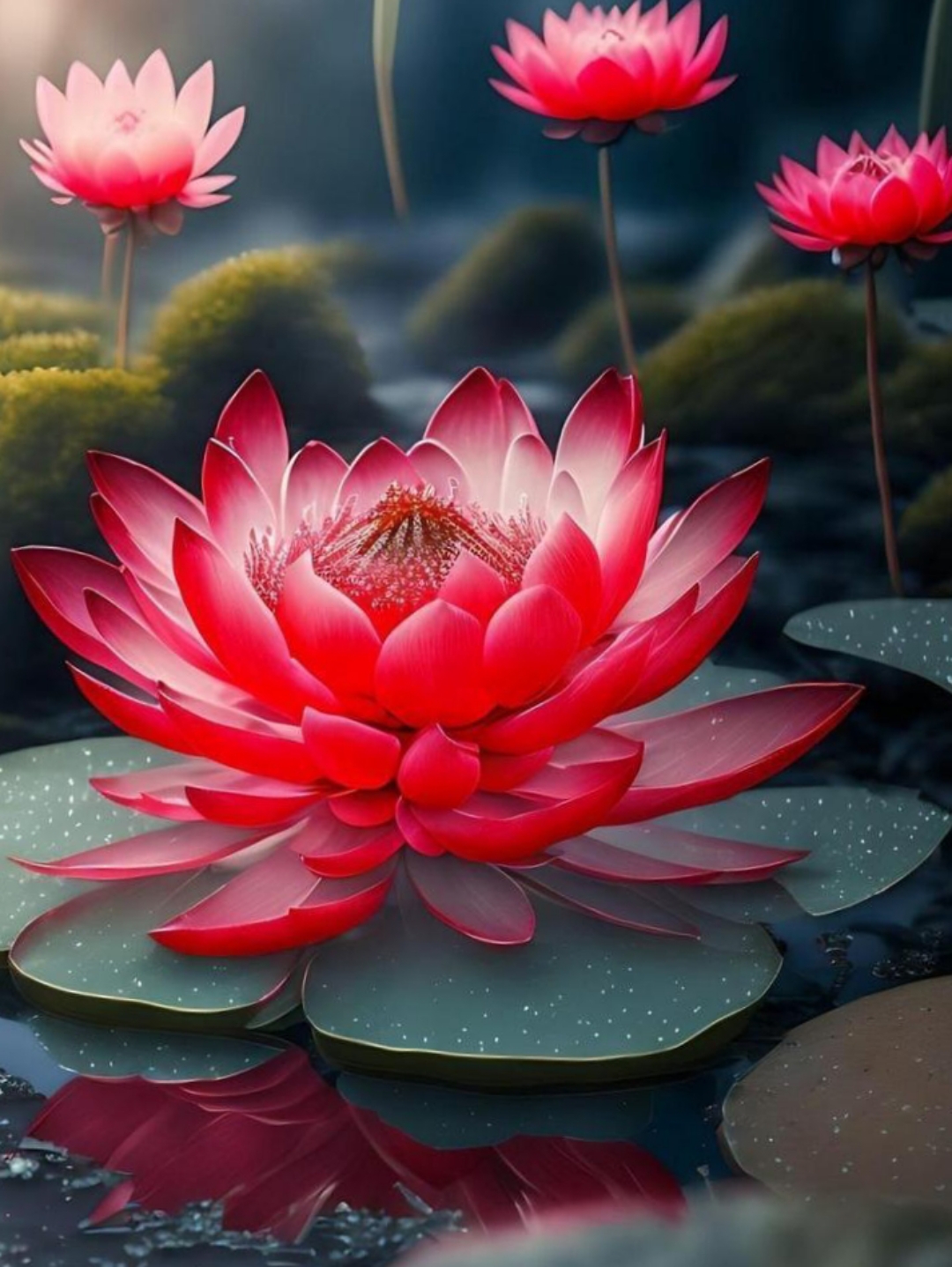 红莲花盛开的季节,吸引了无数游客前来观赏.