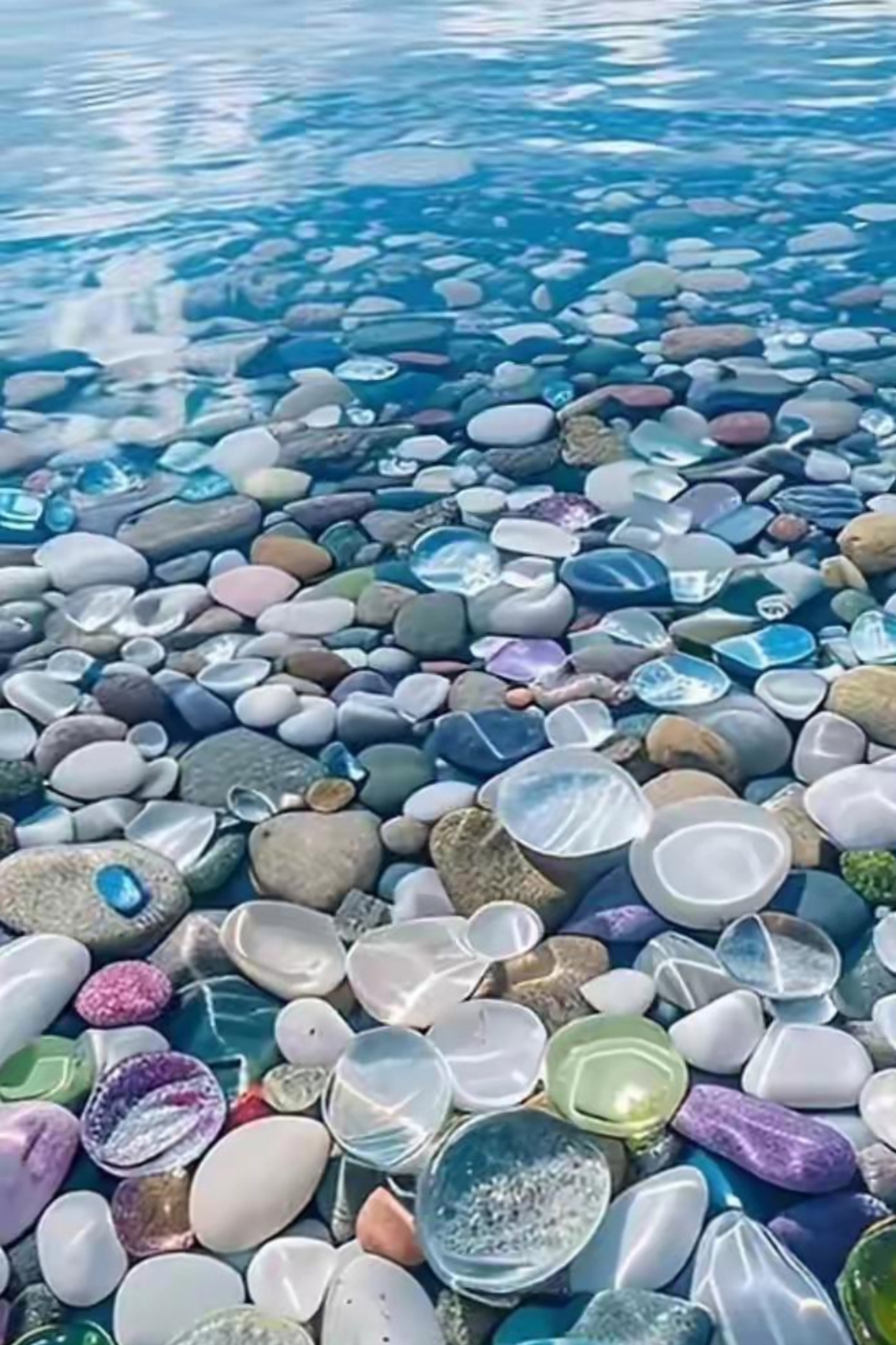 每一块石头都有着独特的形状和纹理,有的圆润光滑,仿佛被岁月温柔抚摸