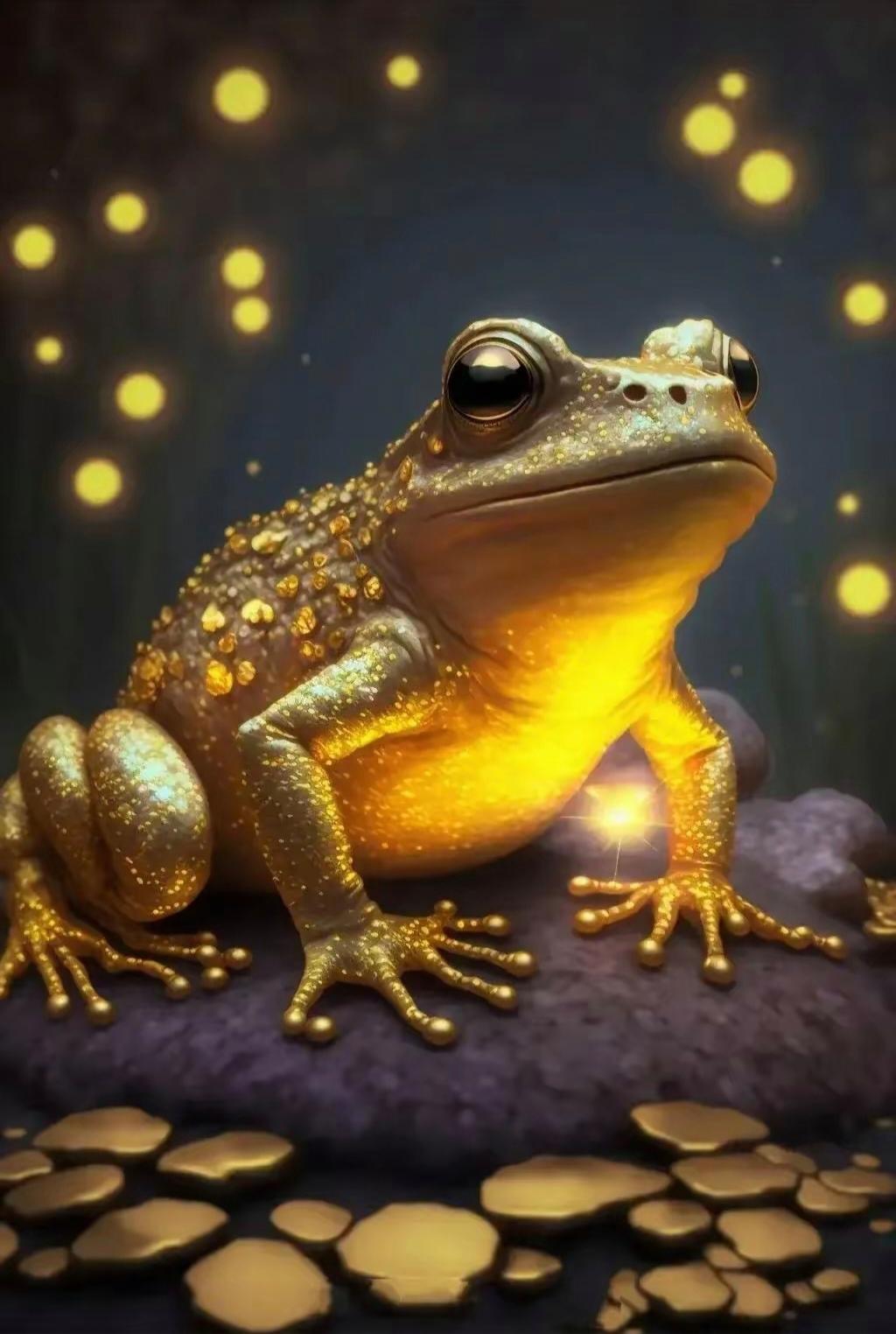 金蟾身披金色的光芒,栩栩如生.