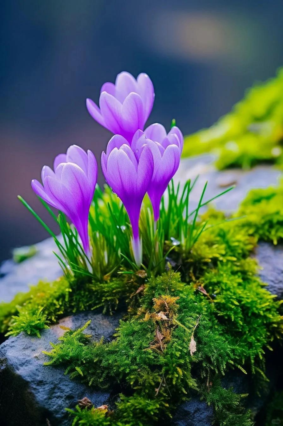 红的,白的,黄的小花悄然开放,露珠在花瓣上闪烁着晶莹的光芒,宛如大