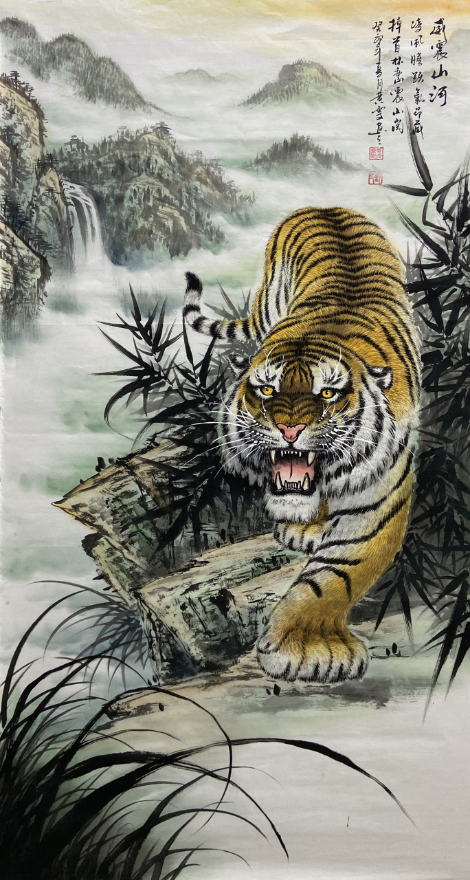 《威震山河》下山虎镇宅辟邪,更有财富和权力的象征,建功立业.