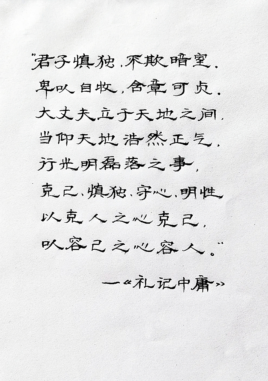 大丈夫立于天地之间,当仰天地浩然正气,行光明磊落之事,克己,慎独,守