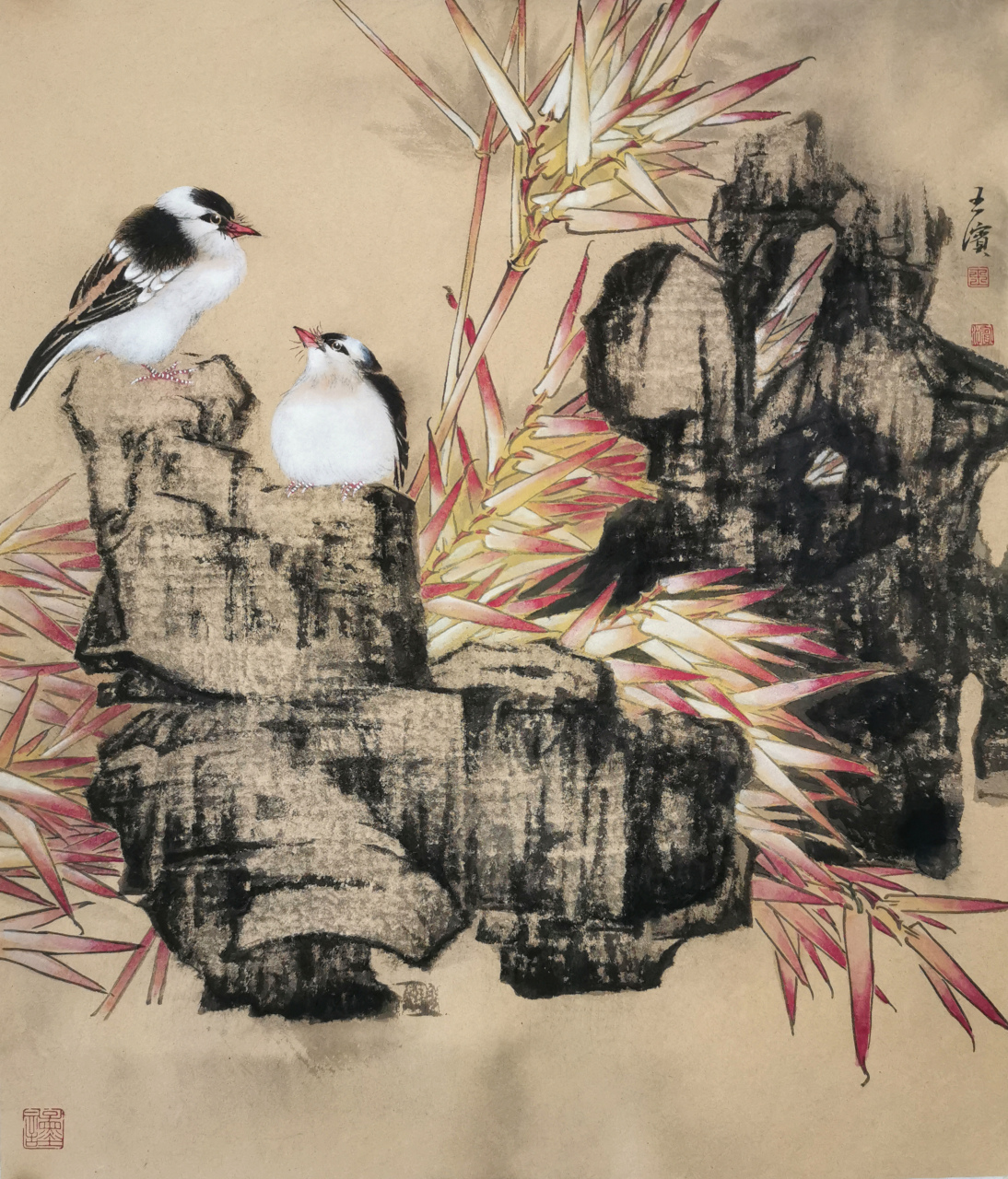 王滨国画作品 石竹图