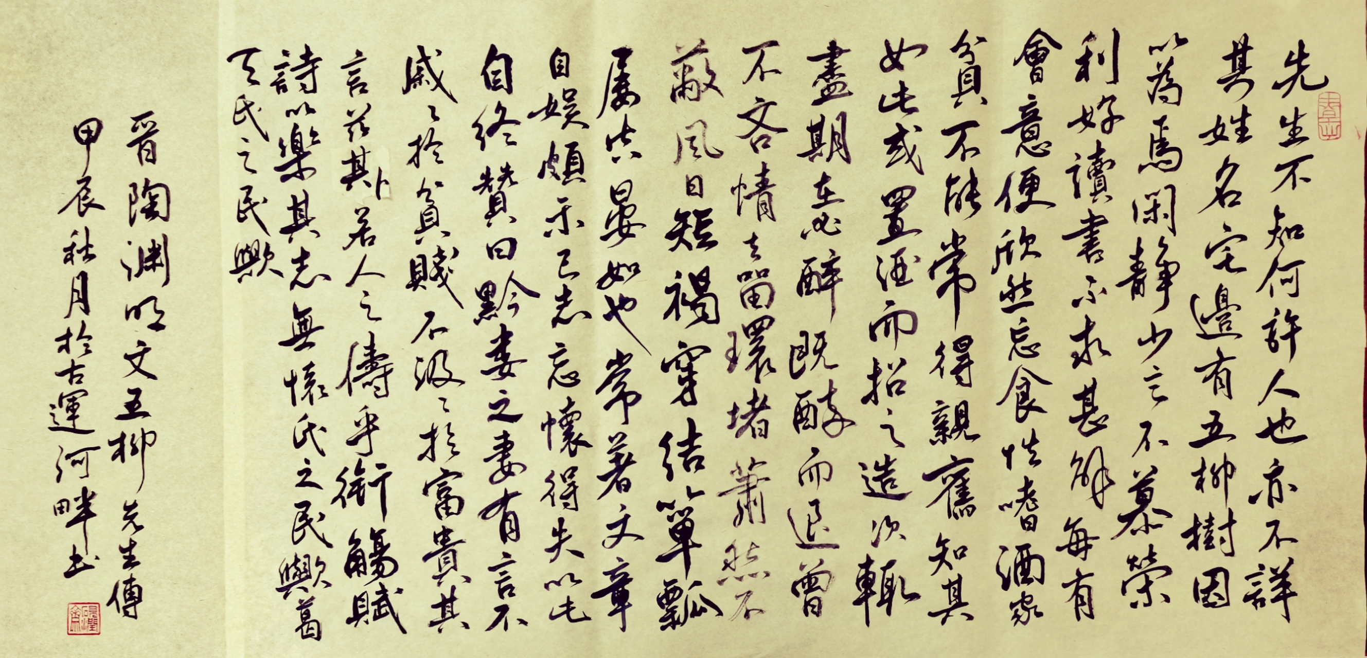 書録晋陶渊明《五柳先生传》一文 先生不知何许人也,亦不详其姓字,宅