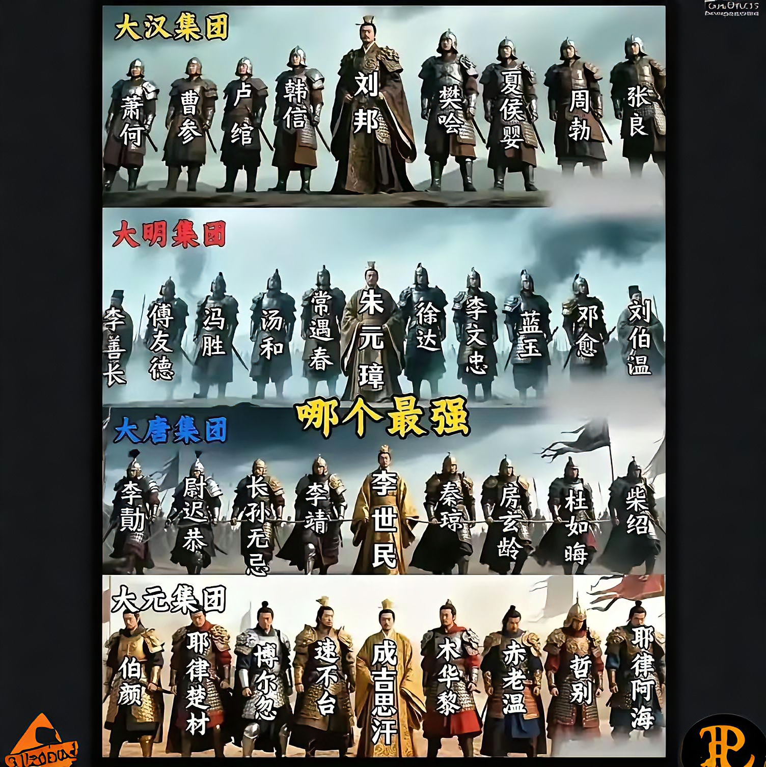 朱元璋与徐达,常遇春等大明集团豪杰,驱逐鞑虏,恢复中华