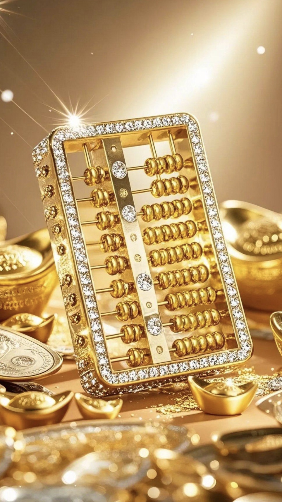 算盘打得精,葫芦藏万金,金条闪闪亮,财源滚滚来!