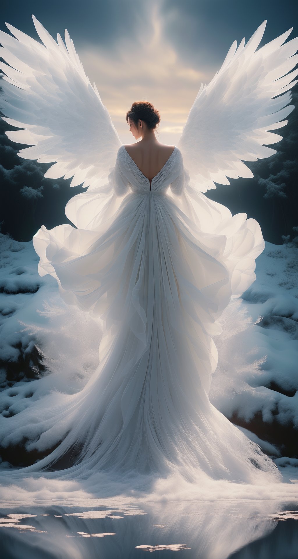 但更令我惊艳的是,她背后那对洁白的翅膀,犹如天使的羽翼,展翅欲飞