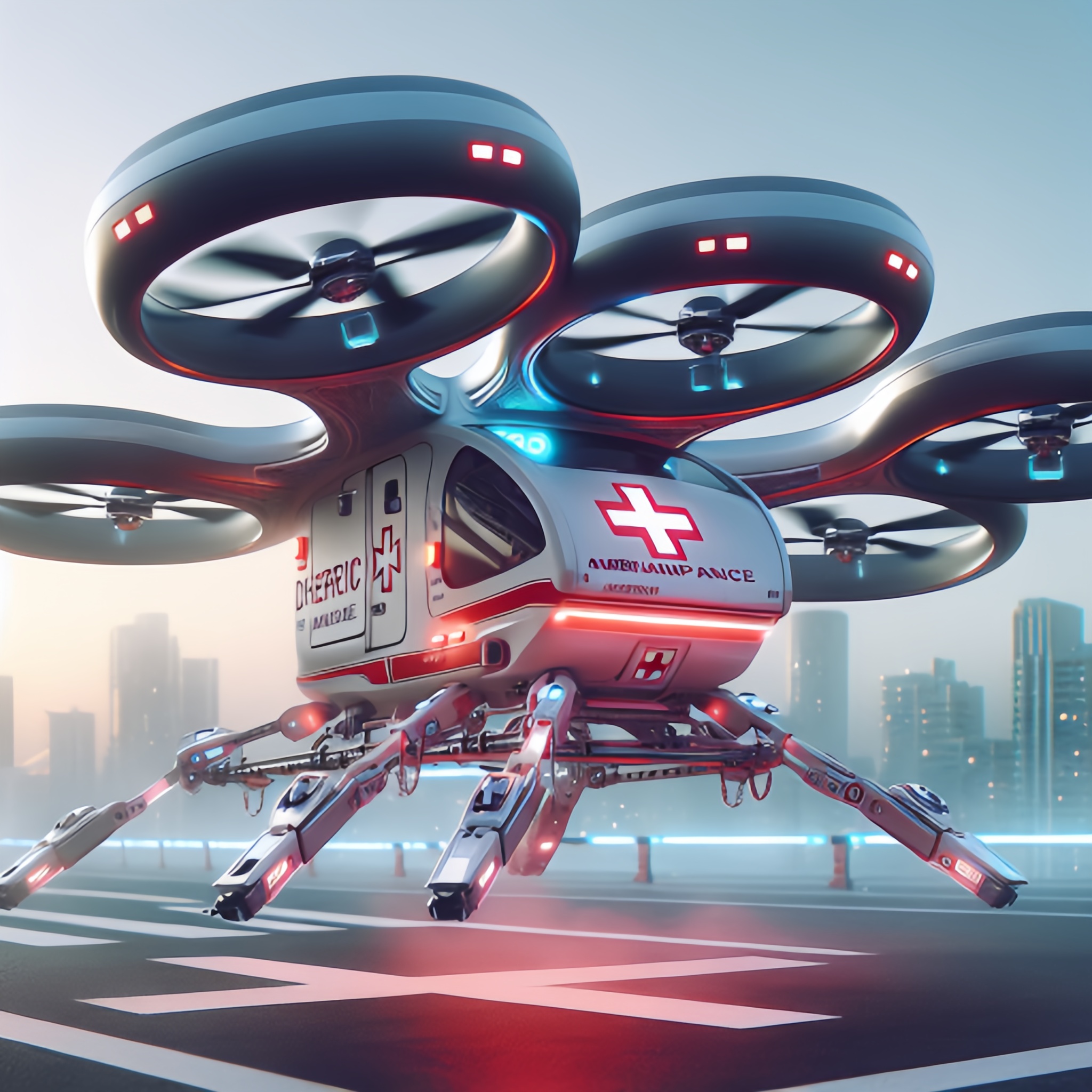 在未来,这是一款无人机急救车,它没有车轮,它只能飞行,像无人机一样