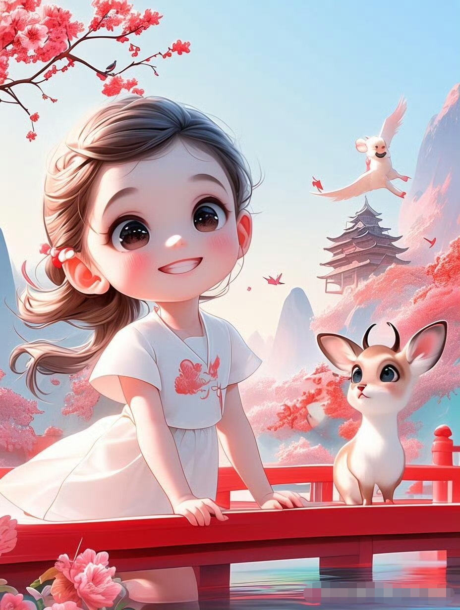 手中的黄白小鸟乖巧可爱,肩