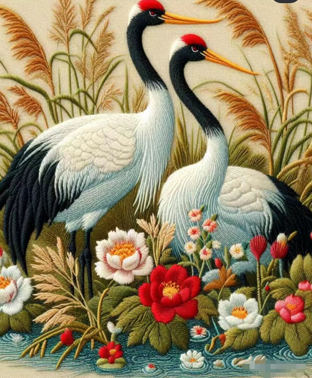 💫惊艳仙鹤刺绣,展现传统艺术之美✨  这幅刺绣画真的让我惊艳到