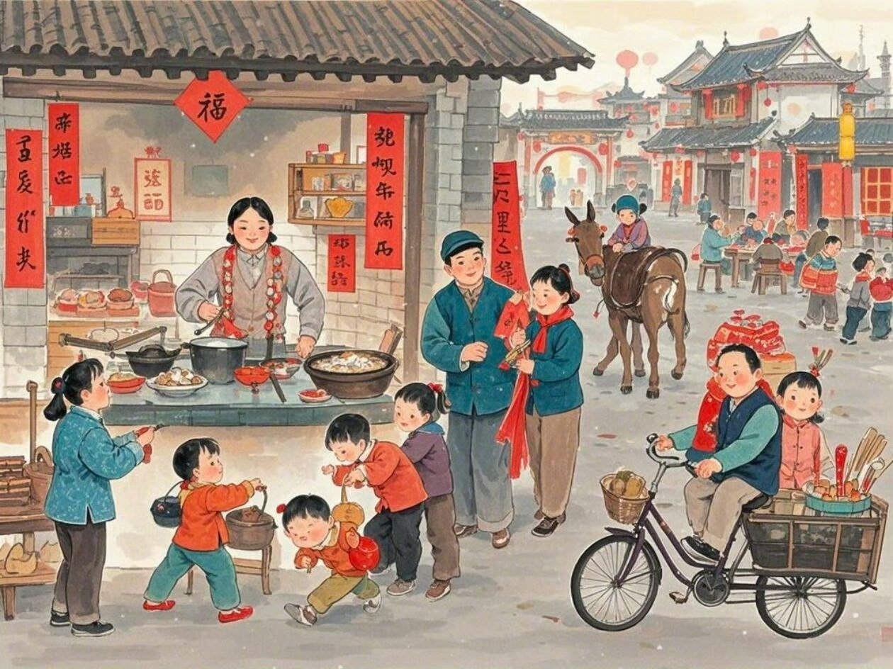 回忆80年代农村过年赶集场面