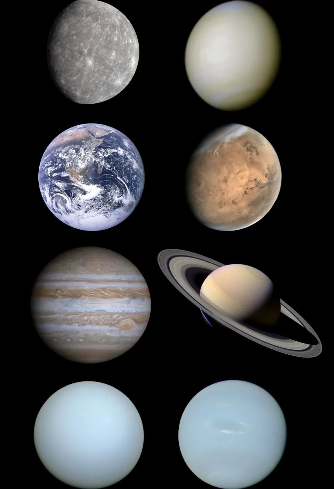 太阳系八大行星的真实颜色