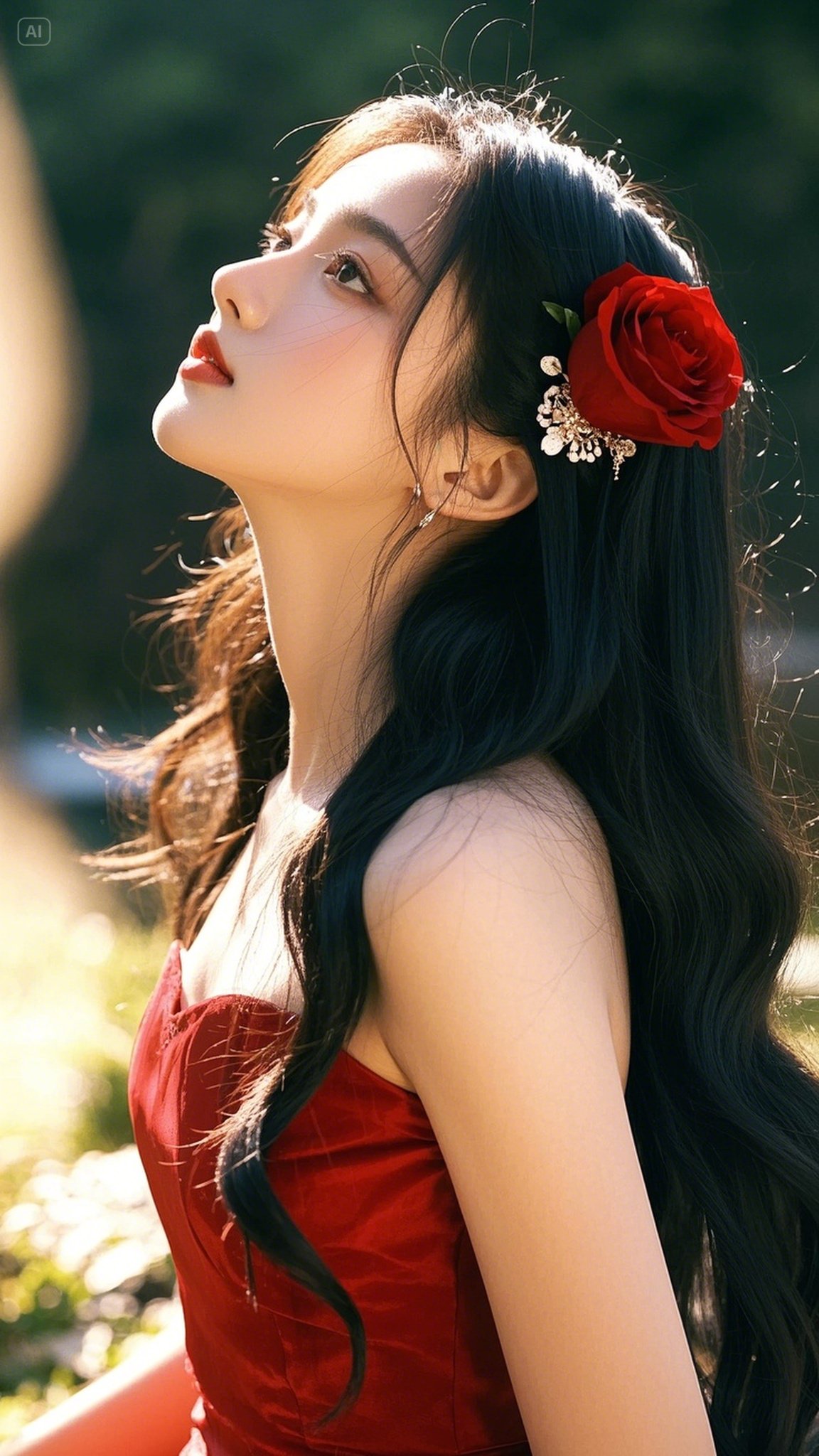 捕捉到一位小姐姐的惊艳瞬间,她头戴红花,身穿红裙,美得让人心动!