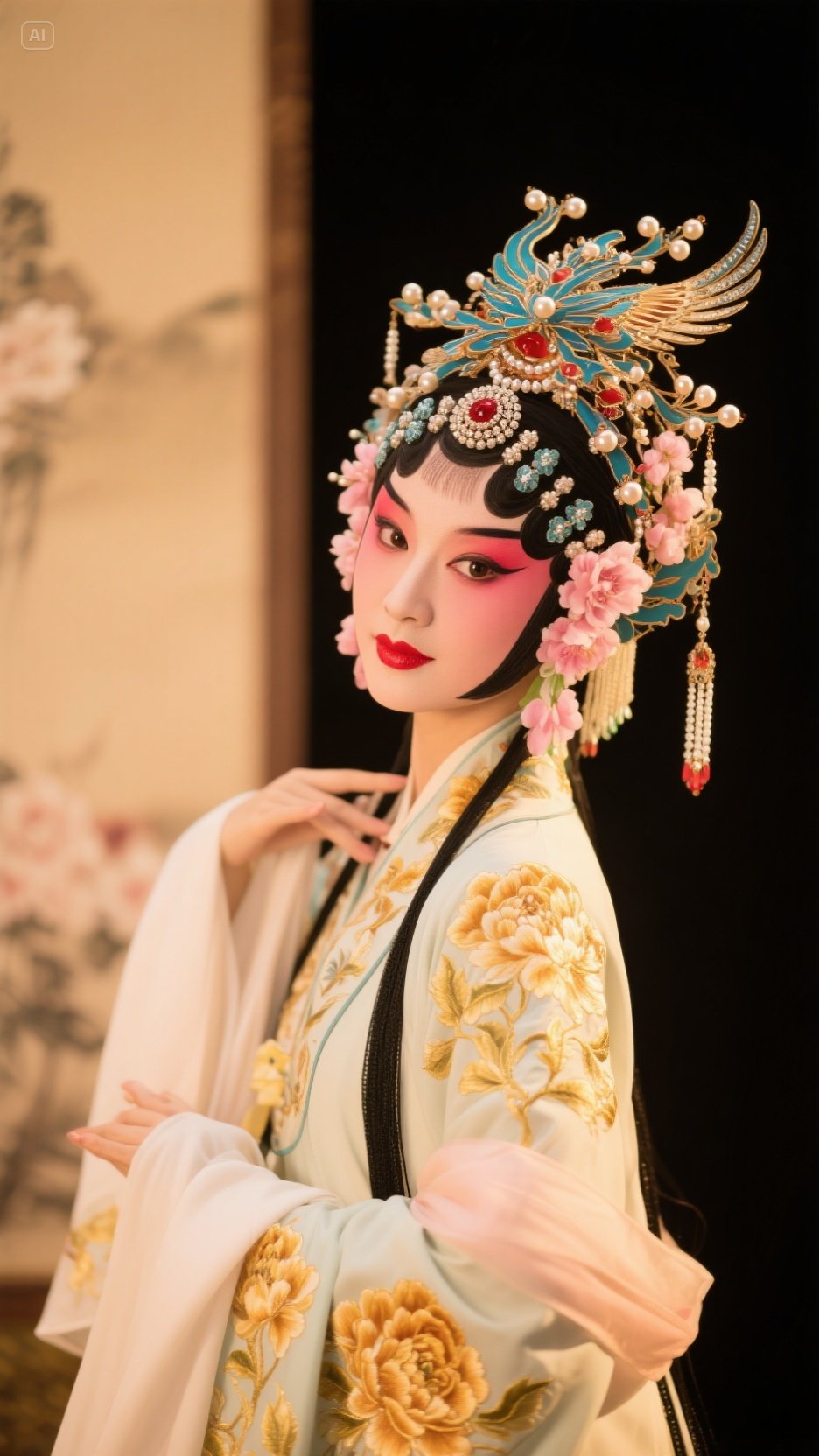 花旦  "掐指兰花"和"摇指"桂剧人面桃花妆造粉墨花旦服装戏曲人物形象
