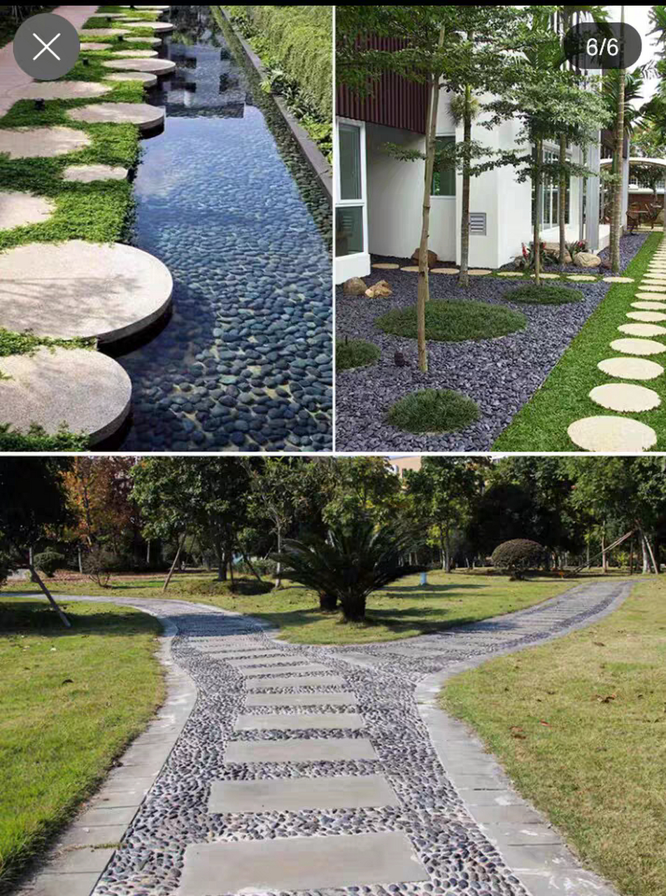 洗米石水洗石墙面施工骨料造景园林路面水磨石天然石子