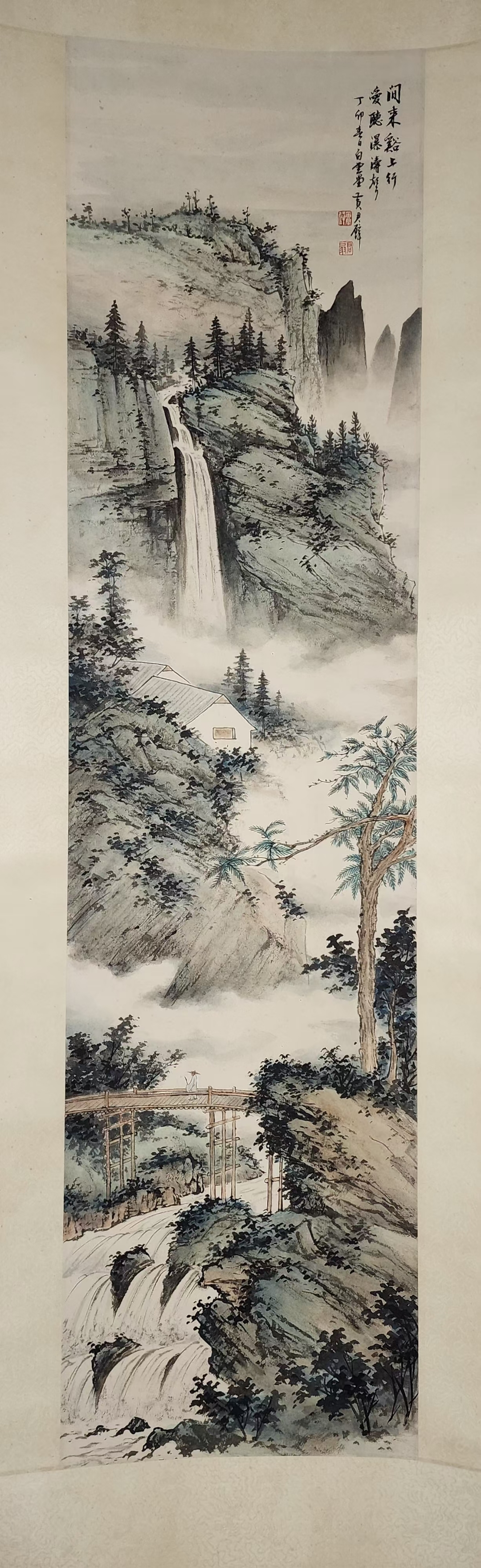 精品收藏 黄君璧 水墨画春夏秋冬图立轴 四条屏