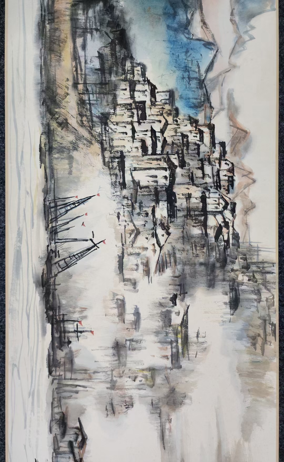 精品收藏 吴冠中 水乡图长卷.  整体尺寸433×35.