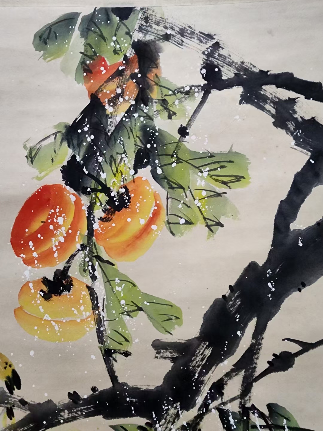 精品收藏 齐白石 柿柿如意图立轴.  画心尺寸135×68cm.
