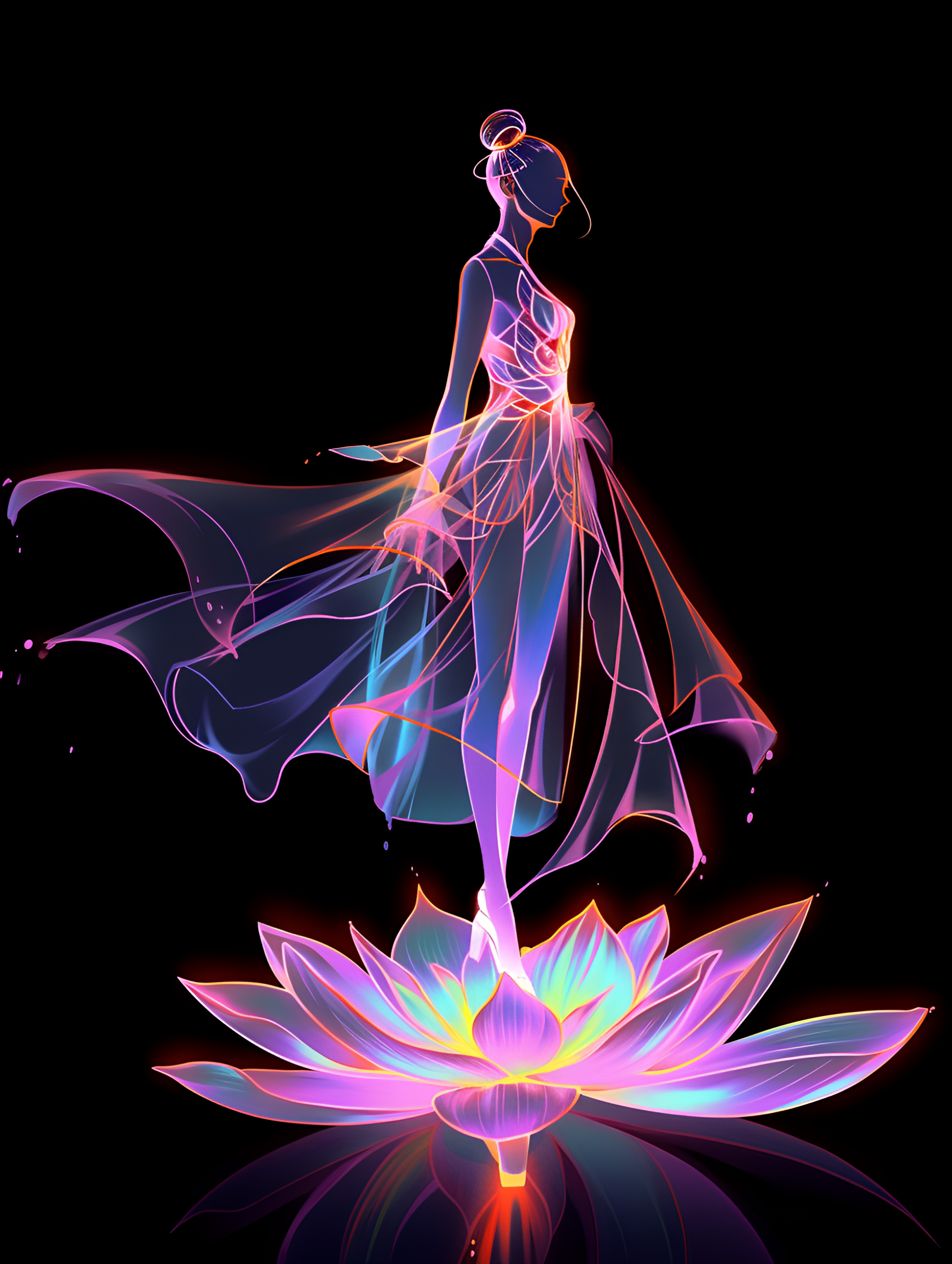 黑夜中的粉色莲花,如梦如幻的视觉盛宴!