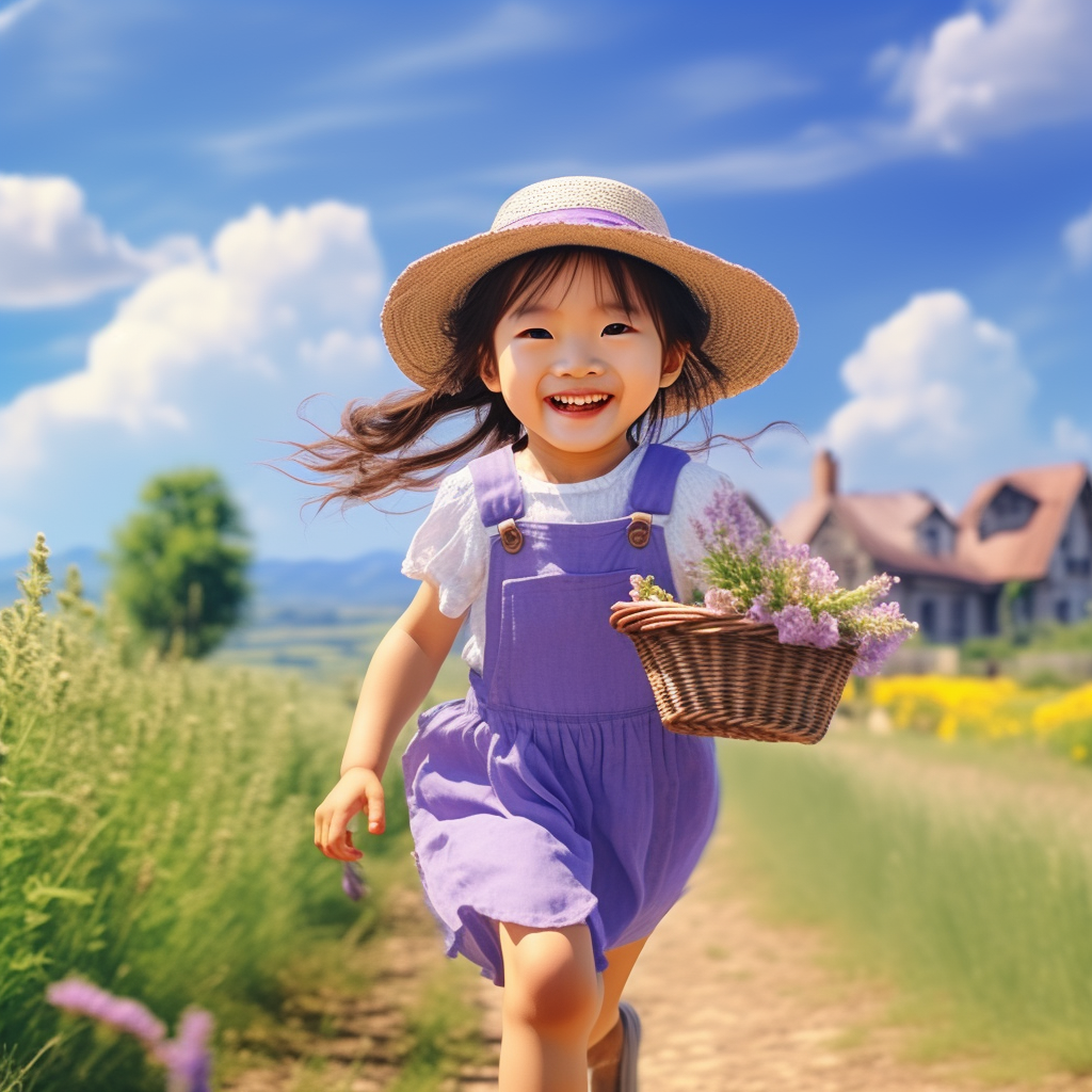 97那个戴着草帽,身穿紫色连衣裙的小女孩,就像是从童话里走出来的
