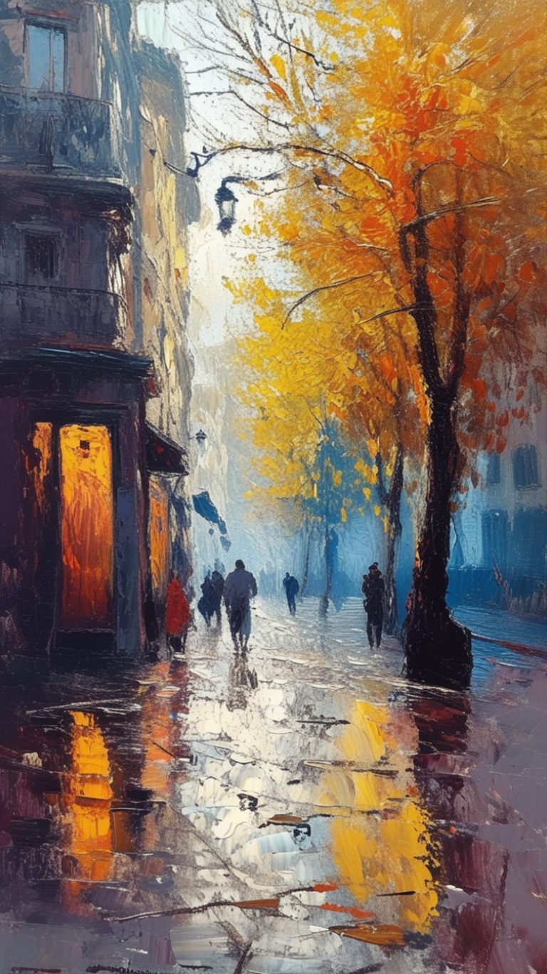 秋天的街道,仿佛一幅流动的油画.