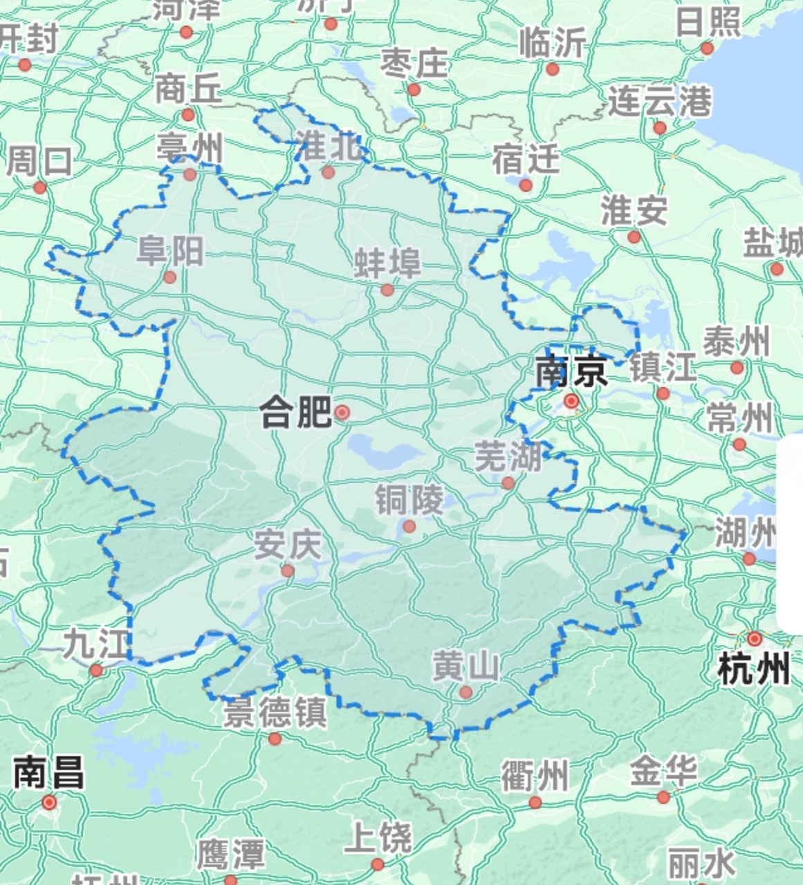 南京三面是安徽,银川三面是内蒙; 杭州也紧挨着安徽; 湖北居中是荆门