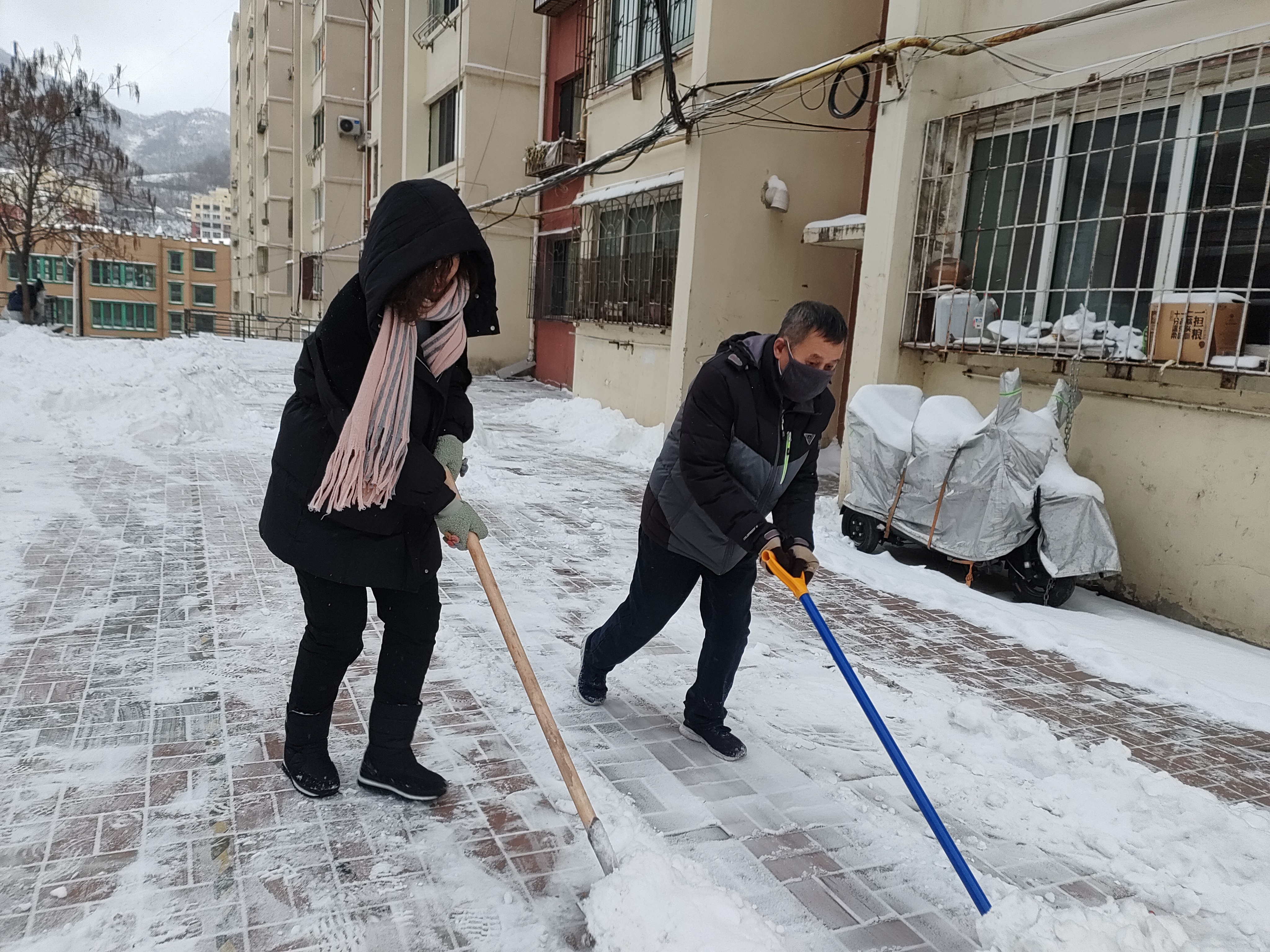 个人除雪照片图片