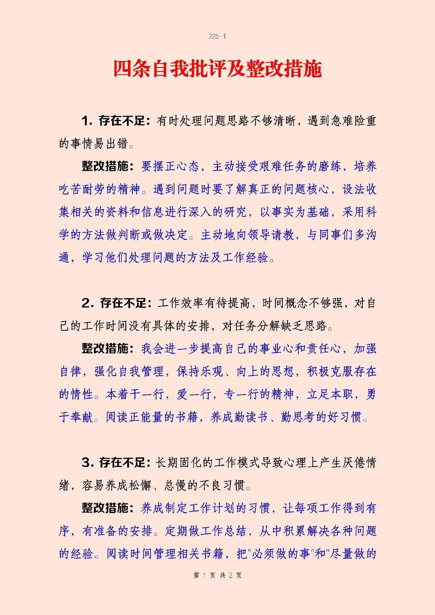 自我批评与整改措施