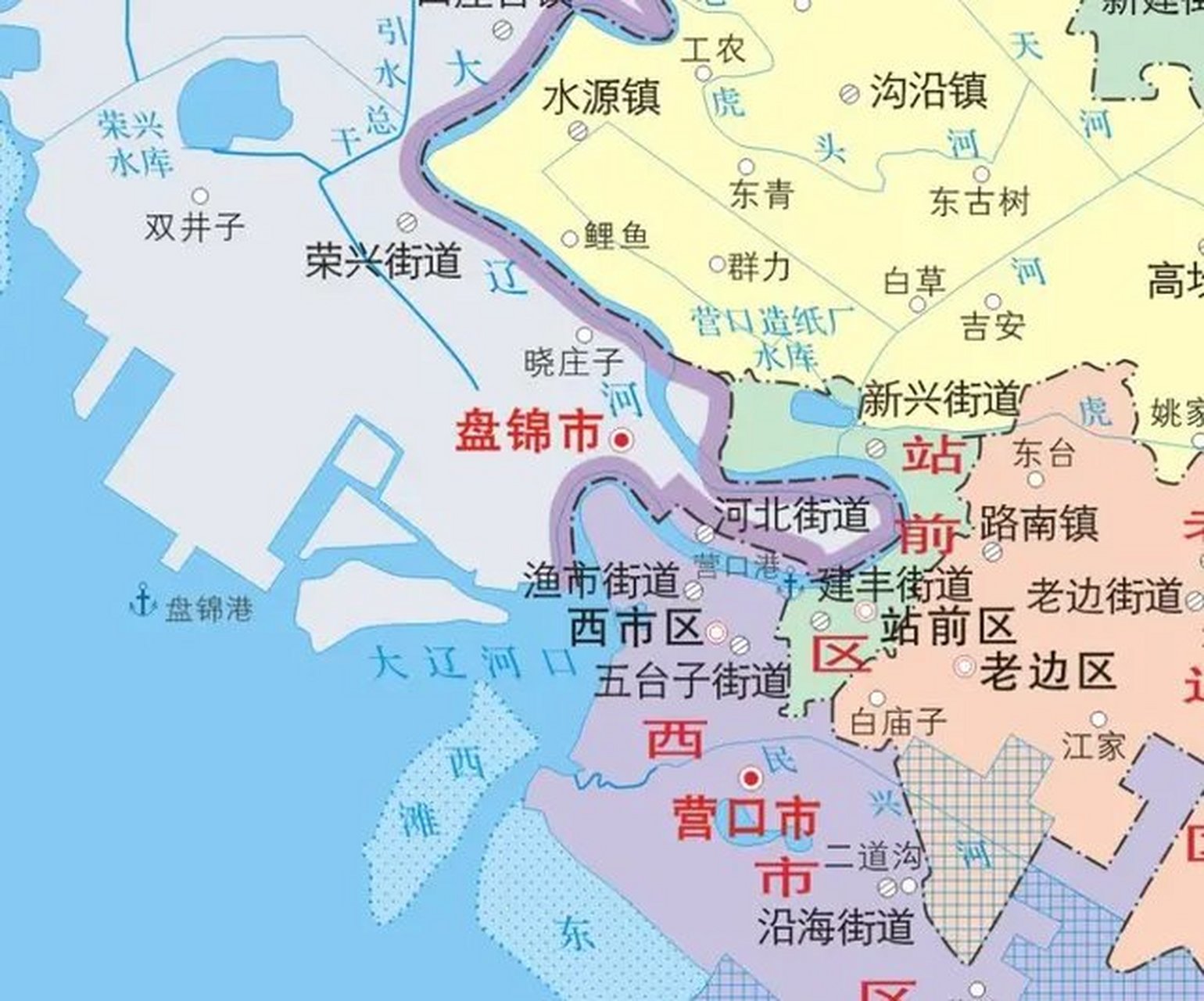 在刚刚发布的辽宁省标准地图中,盘锦市与营口市的界河河段原标注为
