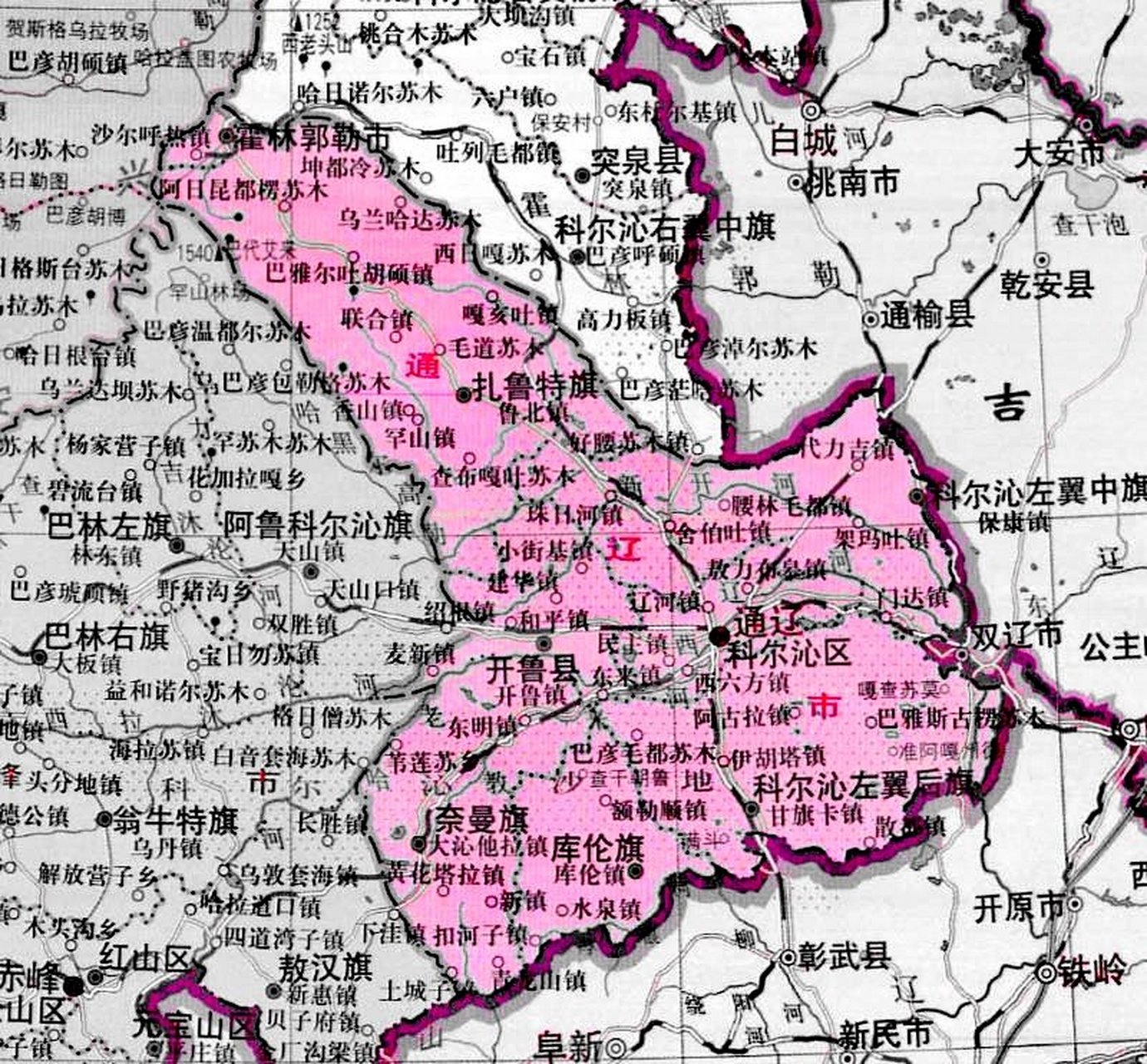 内蒙古区通辽市, 从市域轮廓上看, 蓬勃向上阳气满, 是内蒙东部枢纽