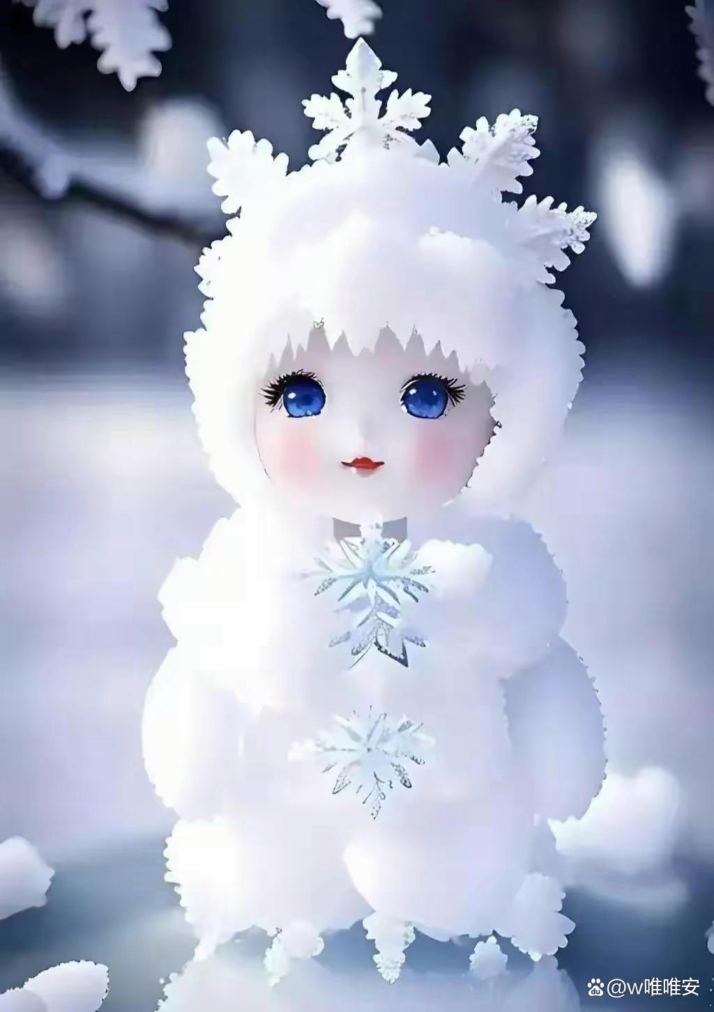 冬日的精灵——雪娃娃,在银装素裹的世界中嬉戏,它那双湛蓝的眼眸