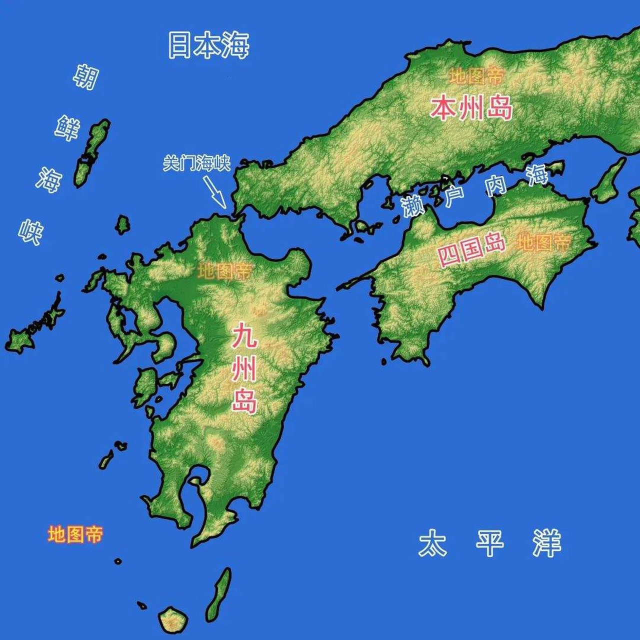 日本的海峡地图图片